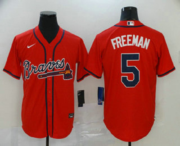 Men's Atlanta Braves #5 Freddie Freeman Red Stitched MLB Cool Base Nike Jersey