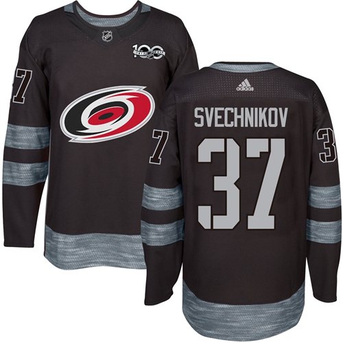 Adidas Carolina Hurricanes #37 Andrei Svechnikov Black 1917-2017 100th Anniversary Stitched NHL Jersey