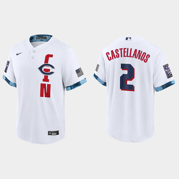 Men's Cincinnati Reds #2 Nick Castellanos White 2021 MLB All-Star Game Jersey