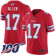 Buffalo Bills #17 Josh Allen Red Men's Stitched NFL Limited Rush 100th Season Jersey