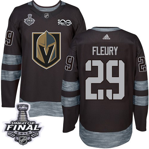 Adidas Golden Vegas Golden Knights #29 Marc-Andre Fleury Black 1917-2017 100th Anniversary 2018 Stanley Cup Final Stitched NHL Jersey