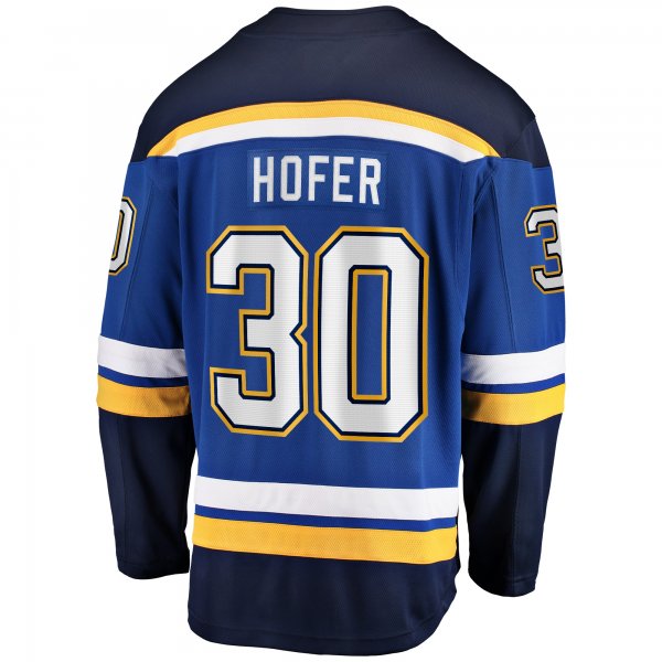 Men's St. Louis Blues Joel Hofer Fanatics Blue Home Premier Breakaway Player Jersey