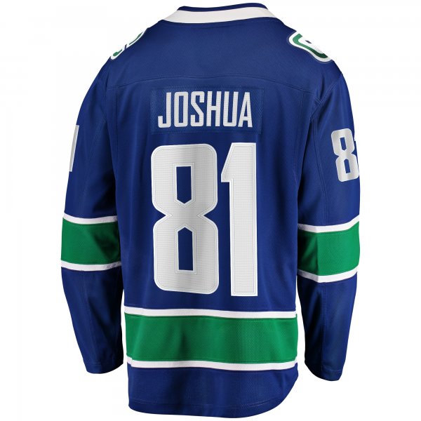 Men's Vancouver Canucks Dakota Joshua Fanatics Blue Home Premier Breakaway Player Jersey