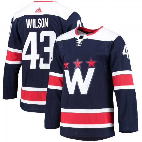 Men's Washington Capitals Tom Wilson adidas Navy Alternate Primegreen Player Jersey