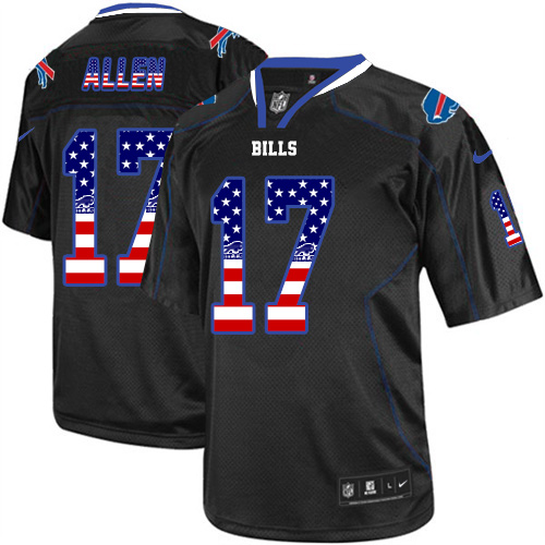 Nike Buffalo Bills #17 Josh Allen Black Men's Stitched NFL Elite USA Flag Fashion Jersey