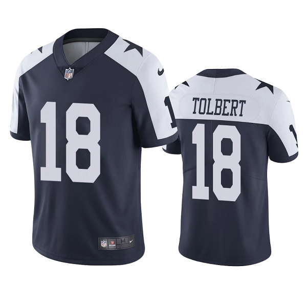 Men's #18 Jalen Tolbert Dallas Cowboys Navy Vapor Limited Jersey