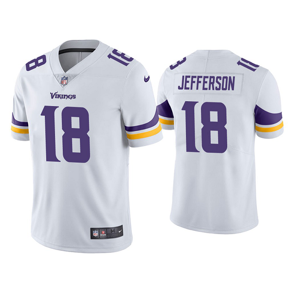 Men's #18 Justin Jefferson Minnesota Vikings White 2020 NFL Draft Vapor Limited Jersey