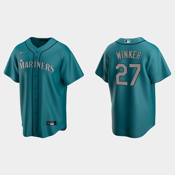 Men's Seattle Mariners #27 Jesse Winker Aqua Alternate MLB Jersey