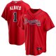 Men's Nike Atlanta Braves #1 Ozzie Albies Red Alternate 2020 MLB Jersey