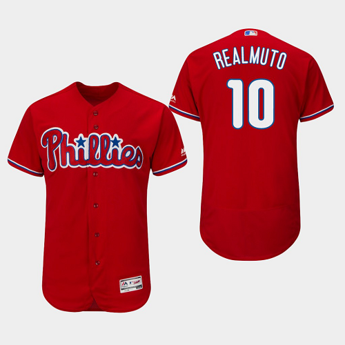 Men's Philadelphia Phillies #10 J.T. Realmuto Scarlet Collection Alternate Flex Base MLB Jersey