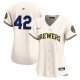 Women's Milwaukee Brewers  Nike Cream 2024 Jackie Robinson Day Home Limited Jersey