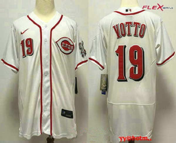 Men's Cincinnati Reds #19 Joey Votto White Stitched MLB Flex Base Nike Jersey