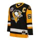 Men's Pittsburgh Penguins Mario Lemieux Mitchell & Ness Black Captain Patch 1991/92 Blue Line Player Jersey