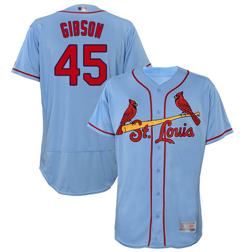 Men's St. Louis Cardinals #45 Bob Gibson Light Blue Flexbase Collection Stitched MLB Jersey