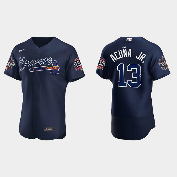 Men's Atlanta Braves #13 Ronald Acuna Jr. Navy Alternate 2021 MLB All-Star Jersey