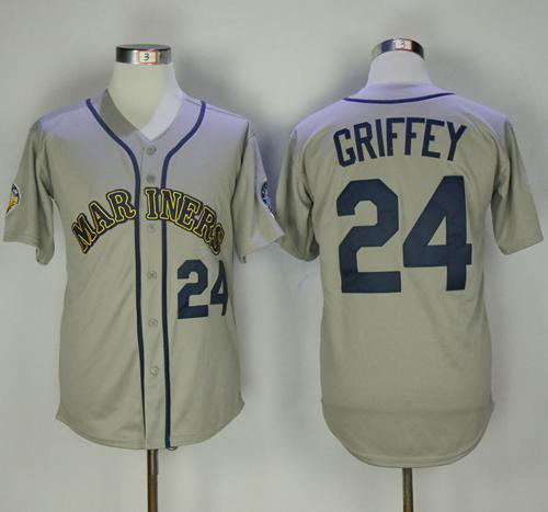 Mitchell And Ness Seattle Mariners #24 Ken Griffey Grey Throwback Stitched MLB Jersey