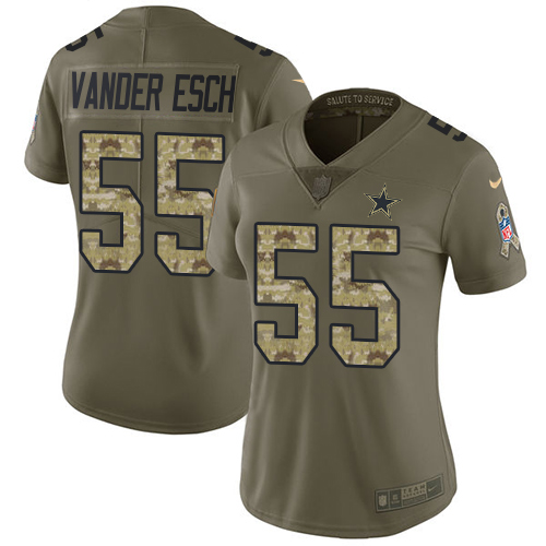 Women's Nike Dallas Cowboys #55 Leighton Vander Esch Olive/CamoStitched NFL Limited 2017 Salute to Service Jersey