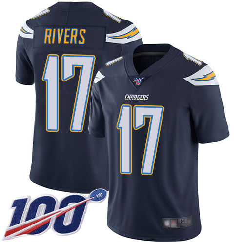 Los Angeles Chargers #17 Philip Rivers Navy Blue Team Color Men's Stitched NFL 100th Season Vapor Limited Jersey