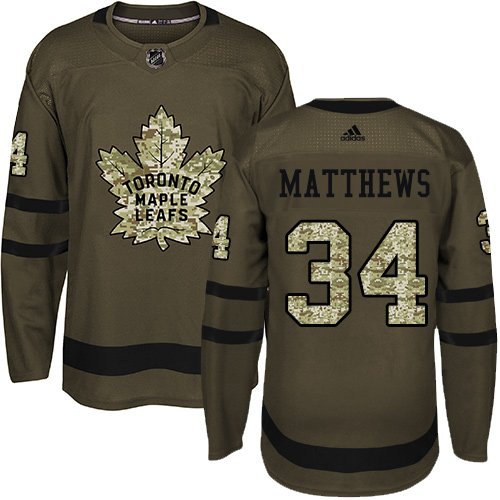 Adidas Maple Toronto Maple Leafs #34 Auston Matthews Green Salute to Service Stitched Youth NHL Jersey