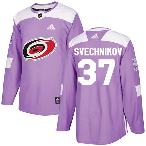 Adidas Carolina Hurricanes #37 Andrei Svechnikov Purple Fights Cancer Stitched NHL Jersey