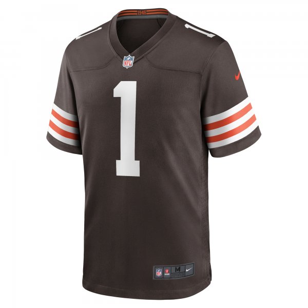 Men's Cleveland Browns Number 1 Dad Nike Brown Game Jersey