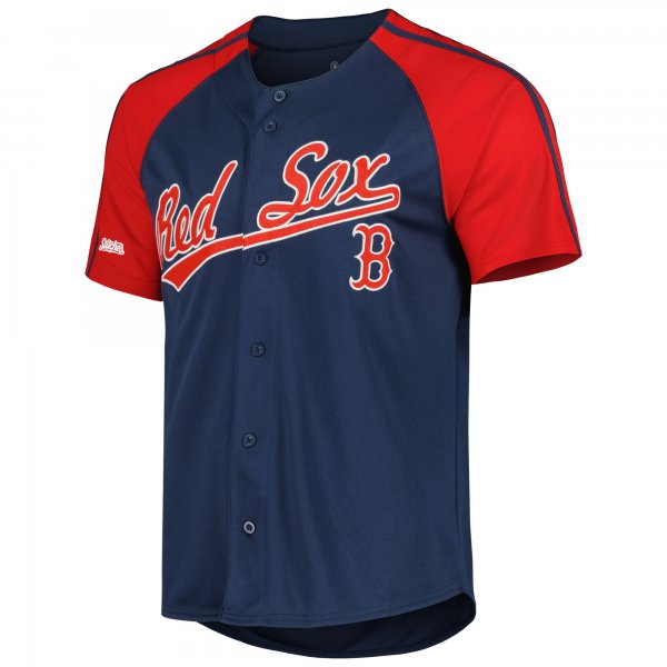 Men's Boston Red Sox Stitches Navy Button-Down Raglan Fashion Jersey