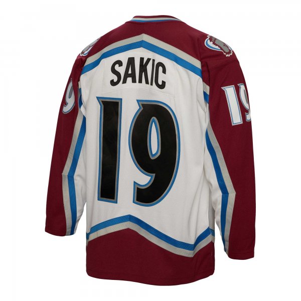 Men's Colorado Avalanche Joe Sakic Mitchell & Ness White Captain Patch 2000/01 Blue Line Player Jersey