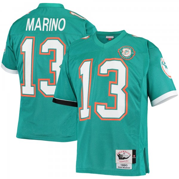 Men's Miami Dolphins 1990 Dan Marino Mitchell & Ness Aqua Throwback Retired Player Jersey