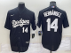 Men's Nike Los Angeles Dodgers #14 Enrique Hernandez Black Stitched Cool Base MLB Jersey