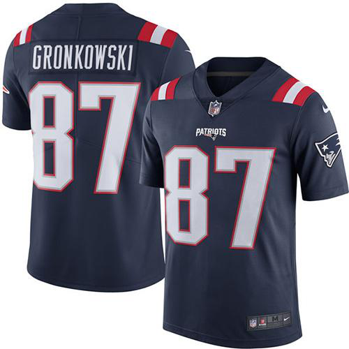 Nike New England Patriots #87 Rob Gronkowski Navy Blue Men's Stitched NFL Limited New Color Rush Jersey