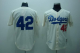 Mitchell And Ness Los Angeles Dodgers #42 Jackie Robinson Cream Throwback MLB Jersey