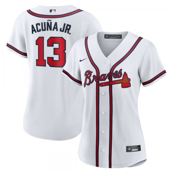 Women's Atlanta Braves Ronald Acuna Jr. Nike White Home Replica Player Jersey