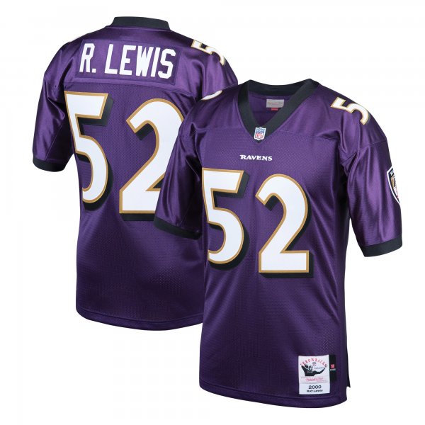 Men's Baltimore Ravens 2000 Ray Lewis Mitchell & Ness Purple Throwback Retired Player Jersey