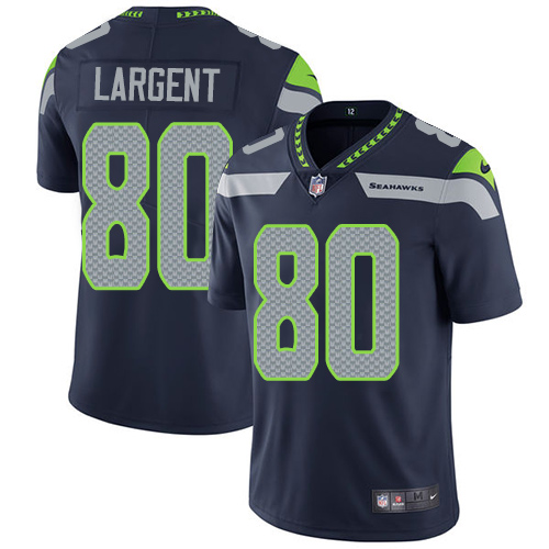 Nike Seattle Seahawks #80 Steve Largent Steel Blue Team Color Men's Stitched NFL Vapor Untouchable Limited Jersey