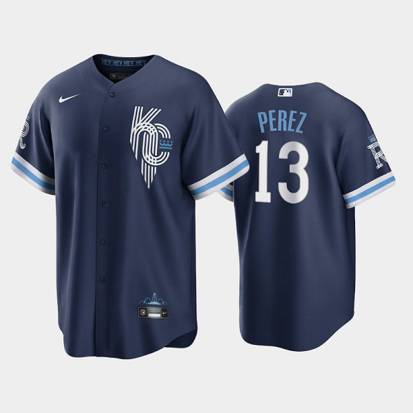 #13 Salvador Perez Kansas City Royals Men's MLB Jersey 2022 City Connect - Navy