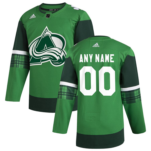 Colorado Avalanche Men's Adidas 2020 St. Patrick's Day Custom Stitched NHL Green Jersey