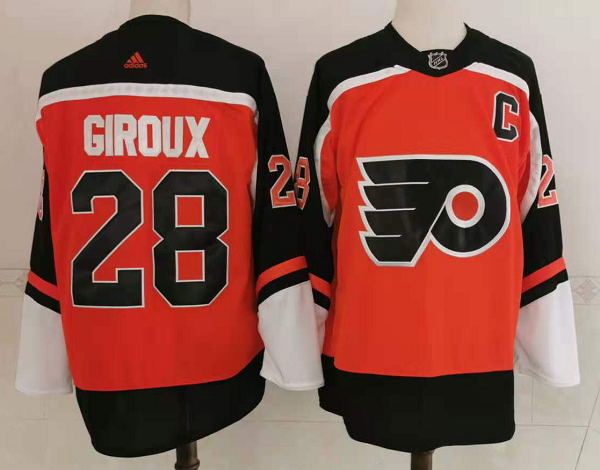 Men's Philadelphia Flyers #28 Claude Giroux Orange Adidas 2020-21 Stitched NHL Jersey