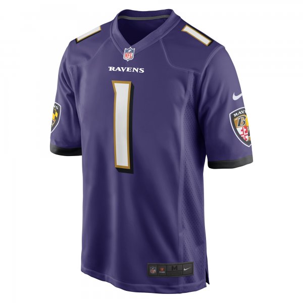 Men's Baltimore Ravens Number 1 Dad Nike Purple Game Jersey