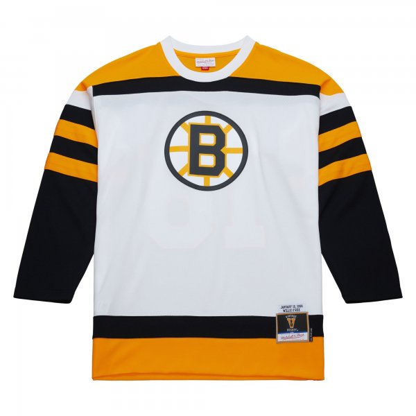 Men's Boston Bruins Willie O'Ree Mitchell & Ness White 1958 Blue Line Player Jersey