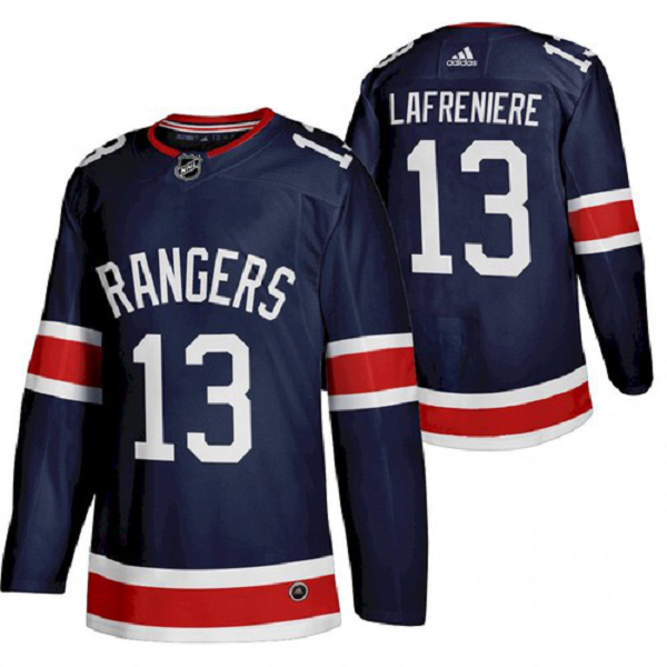 Men's New York Rangers #13 Alexis Lafreniere 2021 Reverse Retro Jersey