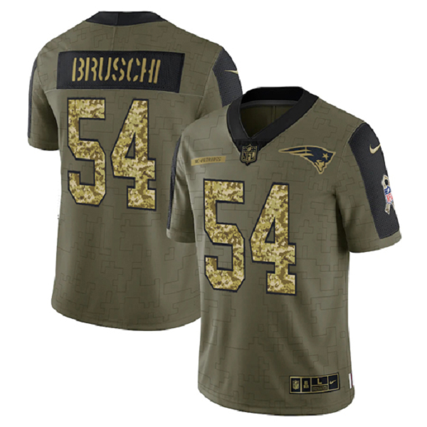 New England Patriots Tedy Bruschi Olive 2021 Salute To Service Limited Men's NFL Jersey