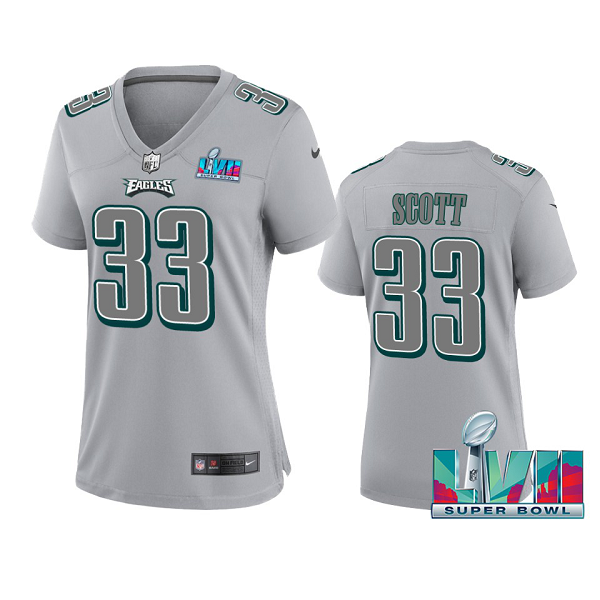 Women's Philadelphia Eagles Josiah Scott Gray Super Bowl LVII Atmosphere Jersey