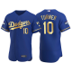 Men's #10 Justin Turner Los Angeles Dodgers 2021 Gold Program Royal World Series Champions Jersey