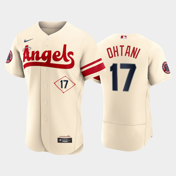 Men's Los Angeles Angels #17 Shohei Ohtani 2022 City Connect Cream MLB Flex Base Jersey