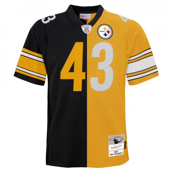 Youth Pittsburgh Steelers Troy Polamalu Mitchell & Ness Black/Gold Split Legacy Jersey