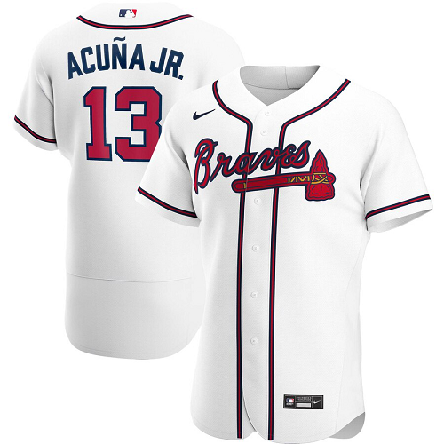 Men's Nike Atlanta Braves #13 Ronald Acuna Jr. White Home 2020 Player MLB Jersey