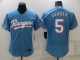 Men's Nike Texas Rangers #5 Corey Seager Light Blue Flex Base MLB Stitched Jersey