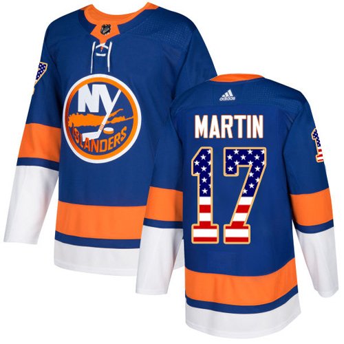 Adidas New York Islanders #17 Matt Martin Royal Blue Home USA Flag Stitched NHL Jersey