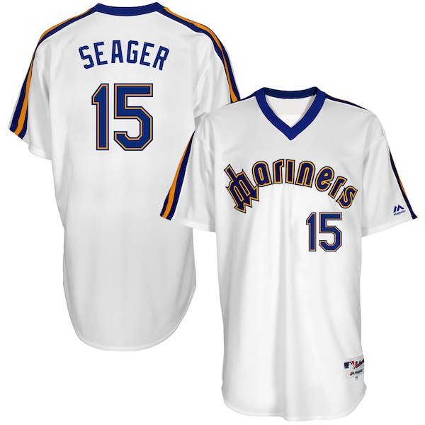 Men's Seattle Mariners #15 Kyle Seager Majestic White 1984 Turn Back the Clock Throwback Player MLB Jersey