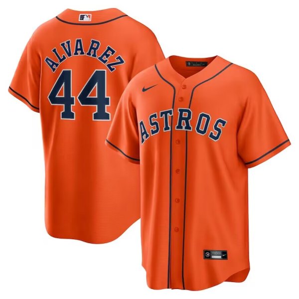 Men's #44 Yordan Alvarez Houston Astros Nike Alternate Replica Player Orange Jersey